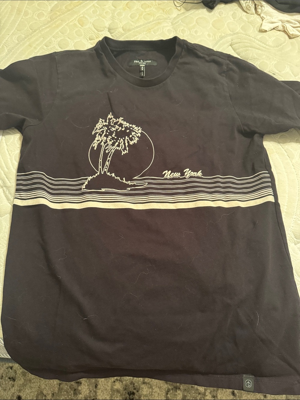 rag & bone Black Short-Sleeve Graphic Tee with Cream Palm Motif